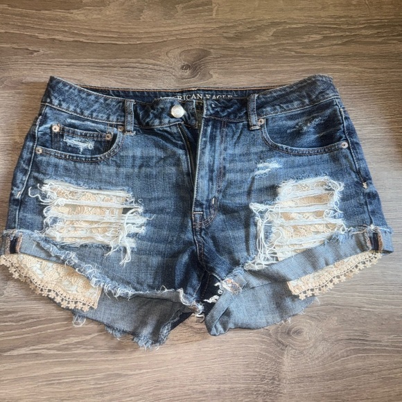 American Eagle Outfitters Pants - American eagle hi-rise festival lace pocket jean shorts